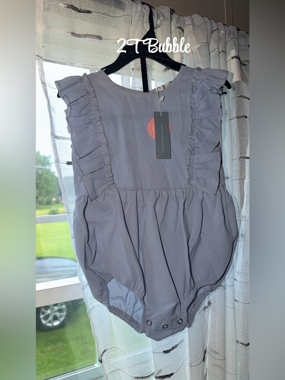 Baileys Blossoms-Bubble Romper-Dusty Blue